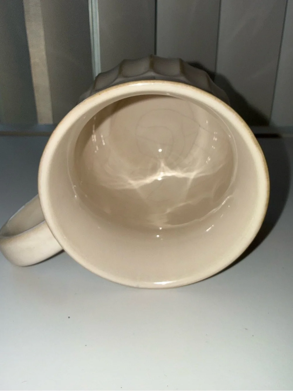 Target Cream Ribbed Ceramic Mug with Subtle Brown Accents